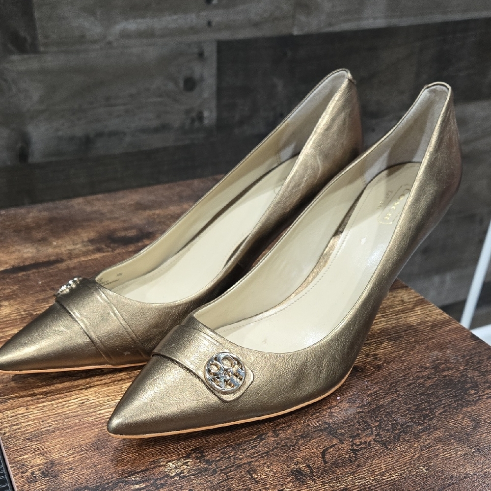 Coach Gold Metallic Heels with Stiletto